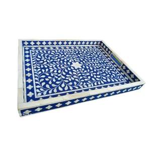 ถาดเสิร์ฟพร้อมงานฝีมือ HF ถาดตกแต่งงานแฮนด์เมดแนวโบราณแนวฝังกระดูก - Product Image 1