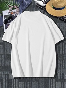 T-shirts personnalisés à logo, écologiques, à séchage rapide, à manches courtes, coupe ample, en polyester/coton, unis, légers, respirants, pour hommes - Product Image 3