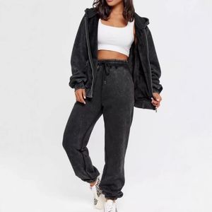 Conjuntos de Ropa para Mujer, Sudadera con Capucha Corta Personalizada con Logotipo, Pantalones Deportivos, Sudaderas Gruesas Lisas, Atuendos de Otoño para Mujer - Product Image 4