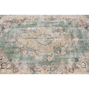 5.7x9.5 ft Vintage Turkish Rug, Large Rug, <b>Brown</b> Green Patchwork <b>Wool</b> Rug - Product Image 4