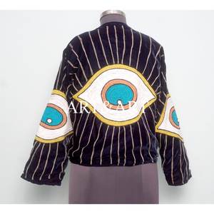 Veste en velours Suzani brodée à la main pour femmes, style bohème classique et élégant, coton écologique, séchage rapide - Product Image 5