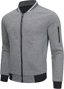 Veste bomber décontractée en toile à col montant pour homme, avec logo personnalisé, bordures côtelées de haute qualité et boutons recouverts sur le devant - Product Image 6