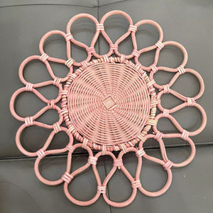 Assiette en rotin naturel faite à la main du Vietnam panier de service tissé rustique Style plateau écologique léger pour manger pique-nique et café - Product Image 1