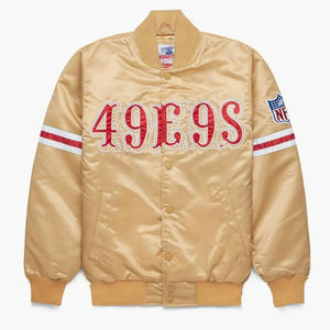 Blouson bomber classique en satin pour homme, style universitaire d'équipe de baseball, avec boutons-pression, doublure matelassée, mode urbaine, vêtement d'hiver - Product Image 1