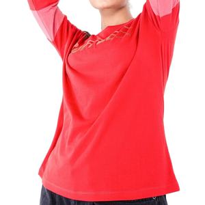 Camiseta de algodón 100% de alta calidad para mujer, manga completa, Reglan Crew, dobladillo recto, serigrafía, venta al por mayor - Product Image 4