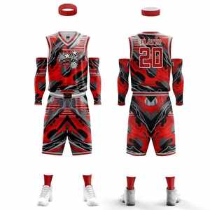 Pantalones cortos de baloncesto personalizados de poliéster 100%, ropa deportiva al aire libre transpirable de secado rápido de alta calidad, conjunto sostenible para adultos - Product Image 3