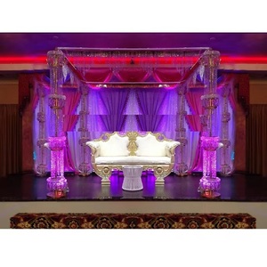 Mandap de Metal de Moda para Decoración de Bodas, Mandap Económico para Ceremonia Nupcial, Mandap de Acrílico Cristal Indio, Decoración para Eventos en EE. UU. - Product Image 1