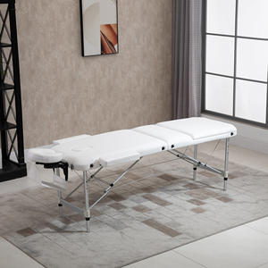 HOMCOM Lit de massage professionnel pliant portable en aluminium blanc 215x60x61-84cm - Product Image 2