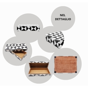 Juego de 2 Elegantes Cajas de Almacenamiento Decorativas de Resina y MDF Hechas a Mano, Blancas y Negras con Patrón Geométrico, Organizador Multiusos - Product Image 2