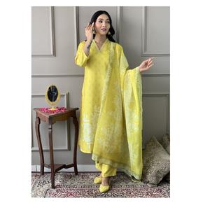 Tissu en mousseline tendance et exclusif avec broderie, salwar kameez pour filles, cadeau disponible au meilleur prix en provenance d'Inde - Product Image 1