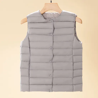 Chaleco Acolchado de Algodón para Mujer, Casual, Ligero, de Lana, con Cierre de Doble Botonadura, Sin Mangas, con Cuello Alto, para Invierno