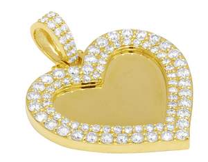 Nouveau joli pendentif photo Hip Hop en forme de coeur pour unisexe fabriqué en diamants Moissanite taille ronde en argent 925 - Product Image 2