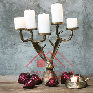 Hot bán kim loại người giữ ngọn nến sang trọng nhà bảng Top trang trí nội thất Rabbit Head nến đứng - Product Image 3