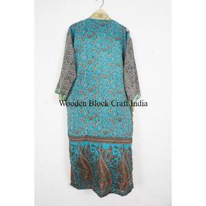 Vintage Silk Sari Kimono Hot Beach Wear <b>Women</b> Floral Printed Kimono <b>Robe</b> Sexy Silk <b>Robes</b> Patchwork Silk Kimono Dress - Product Image 5