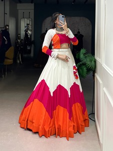 pure rayon colorful White with <b>gota</b> patti Navratri Cowrie Touch Up Lehenga Choli - Product Image 4