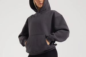 Sudadera con capucha y ajuste cuadrado de gran tamaño de alta calidad para mujer, ropa informal con hombros caídos, sudaderas con capucha de Hip Hop para mujer - Product Image 4