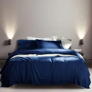 4Pcs Polyester 2Pillowcases Được Trang Bị Tấm Ga Trải Giường Phẳng Sợi Nhỏ Bộ Bộ Sưu Tập