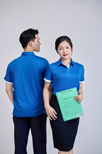 Chemise décontractée pour homme à manches courtes, col contrasté, bouton, 200 grammes, bleu royal, polyester thaïlandais, tricot interlock - Product Image 5