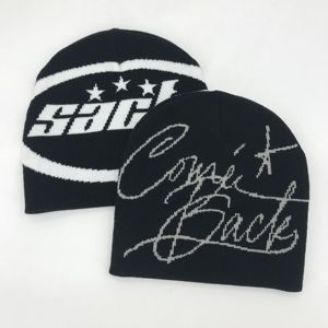 Gorro de punto de invierno personalizado de alta calidad con logotipo completo Jacquard Faux Fur Mohair Beanie Nuevo diseño para la playa y los viajes - Product Image 2