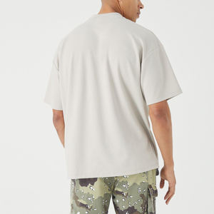 Camiseta de peso pesado con escote pequeño para hombre, camiseta Hip Hop Boxy Fit en blanco de gran tamaño, camiseta recortada para hombre - Product Image 2