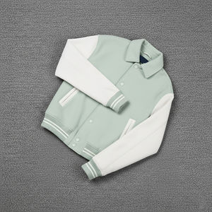 Nueva chaqueta universitaria de lana de algodón 2025 100% para hombre, chaqueta universitaria de hombre con logotipo impreso DTF personalizado, chaqueta universitaria de bloque de color de peso pesado - Product Image 5