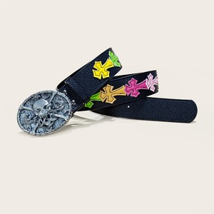 Nuevos hombres mujeres colorido Corss hierro Transferencia de Calor cinturón impreso Lychee patrón gótico accesorios 3,8 cm de ancho vaquero occidental Punk - Product Image 5