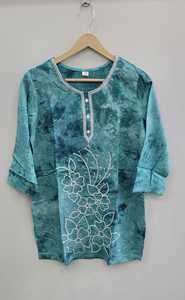 เสื้อพิมพ์ลายแขนสั้นสำหรับผู้หญิงเสื้อปักลายบ้านแฟชั่นคอกลม - Product Image 6