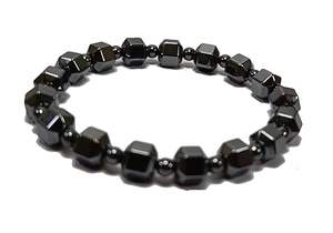 Handmade Crystal <b>Bracelet</b> with Hematite Cube & Round <b>Beads</b> Fashion Jewelry for <b>Men</b> and Women Feng Shui Style Energy Gift - Product Image 4