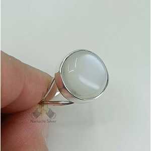 Handmade Boho <b>Statement</b> <b>Ring</b> in Sterling Silver with Moonstone Inlay Alloy Jewelry for Birthday Anniversary Wedding Christmas - Product Image 4