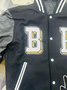 Fabricant OEM Veste universitaire de haute qualité pour hommes, manches en cuir brodé de chenille, veste universitaire Letterman de baseball personnalisée - Product Image 6