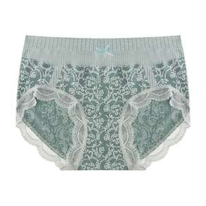 New <b>Sexy</b> <b>Women</b> Ice Silk Transparent Underwear Hollow Design Solid Color Mid-Waist Cotton Lace Panties - Product Image 3