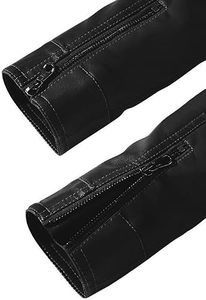 Chaqueta de Cuero Personalizable para Hombre, Estilo Motero, Cuello Alto, Impermeable, de Secado Rápido, con Cremallera y Forro Grueso - Product Image 2