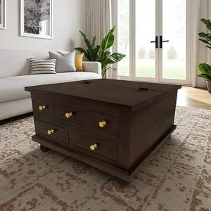 Table basse en bois couleur noyer plus Table centrale de rangement pour salon salle à manger Tables basses essentielles au meilleur prix - Product Image 3