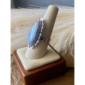 Southwest Handmade Blue Lace Agate <b>Sterling</b> <b>Silver</b> Adjustable <b>Ring</b> Fine Bezel <b>Set</b> - Product Image 4