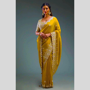 Sari ethnique en soie pour femmes avec pièce de boluse non cousue, produit artisanal en gros - Product Image 5