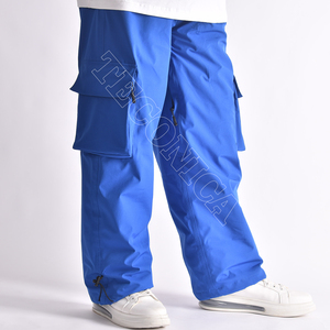 Pantalon de neige imperméable bleu royal d'extérieur avec poches cargo à fermeture éclair, doublure en polaire chaude, ajustement réglable et poignets cintrés - Product Image 2