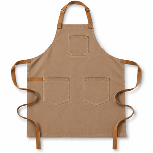 Tablier classique sans manches bleu marine en coton avec trois poches, lavable en machine, écologique, pour la cuisine et l'usage quotidien - Product Image 3