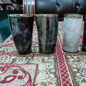 Noorbaba haute qualité personnalisé gravé boussole thir marteau Viking corne tasse en Style animal artisanat naturel décoratif - Product Image 2