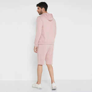 <b>Men's</b> Heavyweight Vintage Stone Acid Wash <b>Fleece</b> Hoodie Set Custom Logo Over Sized Shorts-for Autumn - Product Image 2