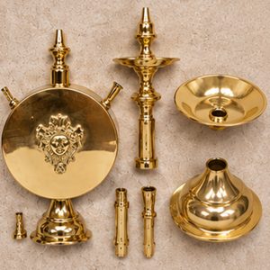 Chicha futuriste artisanale en laiton pour table |   Chicha ronde ornée |   Chicha décorative traditionnelle arabe pour salon et maison - Product Image 6