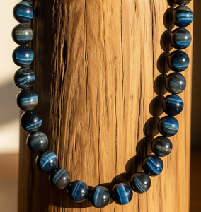 Collar con cuentas de ojo de tigre azul más vendido para mujer, 18 pulgadas, plata, 925, cerradura, diseño anudado a mano, accesorio de moda, regalo - Product Image 1