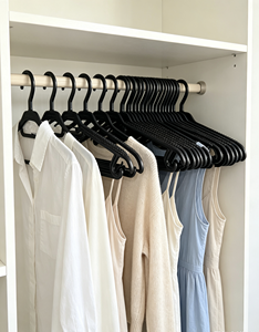 Black Plastic Clothes <b>Hanger</b> Garment Coat <b>Hanger</b> with Hook Space Saving Widening Closet Organizer Clothes <b>Hangers</b> - Pack of 20 - Product Image 6