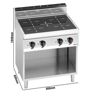 Table de cuisson à induction autoportante - 14 kW - 4 zones - avec étagère inférieure ouverte - Robuste - Product Image 2