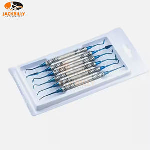 Conjunto de espátula de relleno de resina compuesta Dental de fábrica directa al por mayor escalador de sonda recubierto de titanio azul 6 uds médico de acero inoxidable - Product Image 4