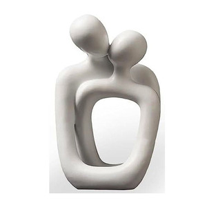 Ensemble de 2 sculptures artisanales écologiques en métal de haute qualité, couleur argent et or, en aluminium, pour décoration d'hôtel - Product Image 4