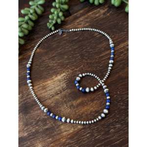 Collar de Perlas de Agua Dulce con Diseño Navajo, Lapislázuli y Plata de Ley, con Colgante en Forma de Número, Cadena de Perlas, Collar Moderno para Regalo - Product Image 4