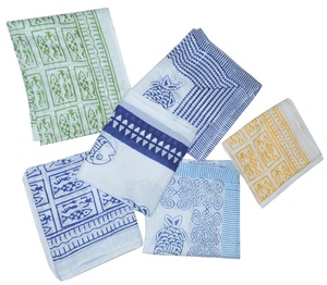 Sarongs faits à la main en coton imprimé bloc 100% sarongs imprimés biologiques prix de gros écharpes paréo bon marché - Product Image 1