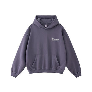 Sudadera con Capucha Morada Lavada al Ácido para Hombre, Gruesa, 100% Algodón, Talla Grande, Invierno, Forro Polar, Estilo Urbano - Product Image 6