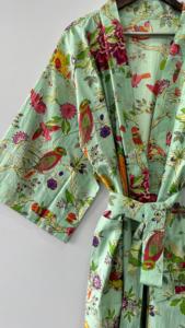 100% vert coton indien plage Kimono Robe thermique peignoir robe de chambre pour l'hiver ODM approvisionnement - Product Image 3