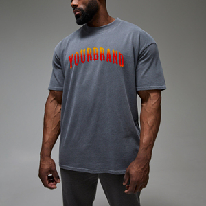 เสื้อยืดผ้าฝ้าย100% ทรงหลวมสำหรับผู้ชายเสื้อยืดผู้ชายพิมพ์ลายโลโก้ DTG แบบกำหนดเอง - Product Image 3